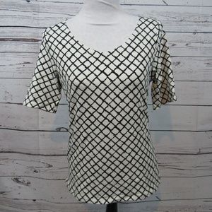 Talbots white/black print short-sleeve top